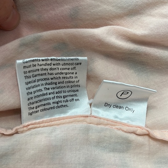 Rococo Sand M Mimi Wrap Dress Pink Watercolor Artsy Puffy Shoulder‎ 100% Cotton - Picture 6 of 16